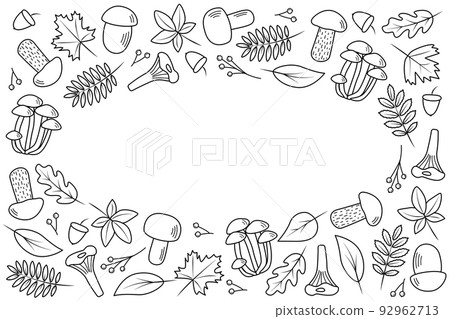 Doodle set of tree leaves and mushrooms, autumn concept, vector illustration. Doodle set of tree leaves and mushrooms, autumn concept, vector illustration. 92962713