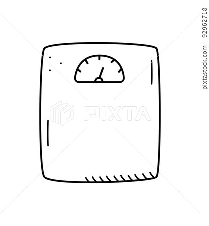 Scales mechanical human weight, doodle vector illustration 92962718