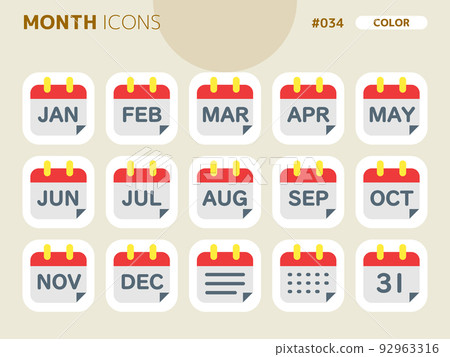 Color style icon set related to 12 months_034 Color style icon set related to 12 months_034 92963316
