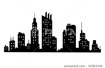 Vector city silhouette. Modern urban landscape. High building with windows. Illustration on white background Vector city silhouette. Modern urban landscape. High building with windows. Illustration on white background 92963346
