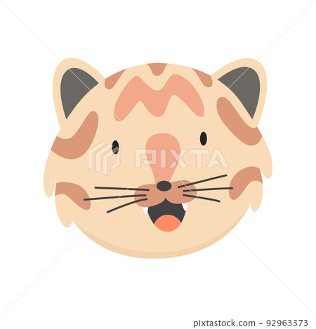 Cat head emoticon. Funny decorative drawn cat face character or avatar. Vector illustration of domestic pet 92963373