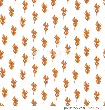 Orange autumn leaves repeat pattern watercolor seasonal seamless ornament for textile, gift paper, invitations any holiday thanksgiving design, vintage and romantic hand drawn style Orange autumn leaves repeat pattern watercolor seasonal seamless ornament for textile, gift paper, invitations any holiday thanksgiving design, vintage and romantic hand drawn style 92963515