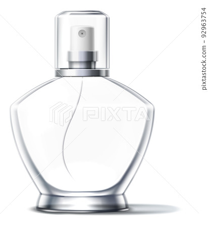 Black perfume bottle mockup. Realistic illustration of black