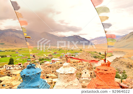 India's northernmost unexplored region, Zanskar region Padum monastery and townscape 92964022