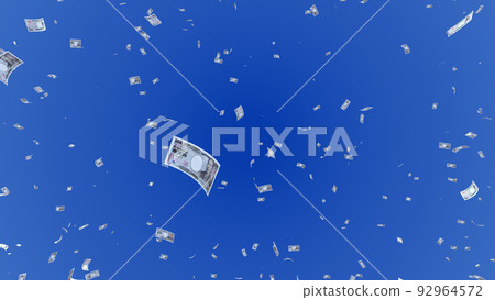 money banknote bill cash blue sky sky 3d illustration background back 92964572