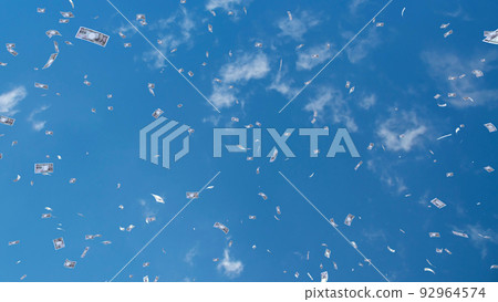 money banknote bill cash blue sky sky 3d illustration background back 92964574