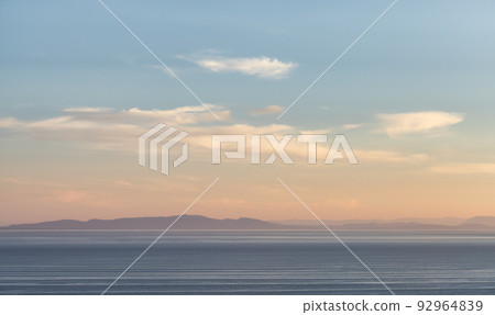 Panoramic View of Cloudscape during a colorful sunset or sunrise. 92964839