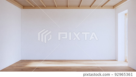 Empty large hall, Asia interior cleaning room zen style. 3D rendering Empty large hall, Asia interior cleaning room zen style. 3D rendering 92965361