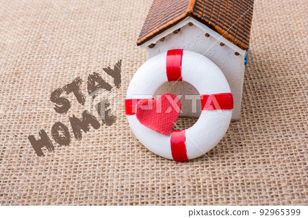 Stay home message for self quarantine to stop virus spread. 92965399