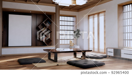 Zen room interior design with decoration japanese style.3D rendering 92965400