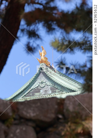 從護城河看到的金色虎鯨（愛知縣名古屋市名古屋城） 92965612