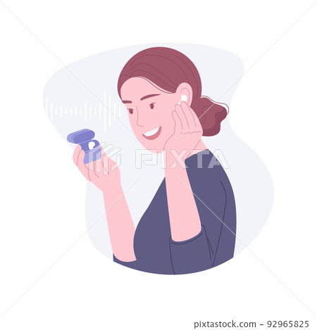 Wireless earbuds isolated cartoon vector illustrations. Wireless earbuds isolated cartoon vector illustrations. 92965825