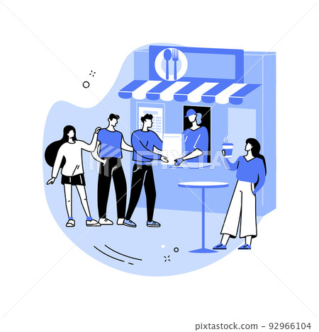 Queuing for food isolated cartoon vector illustrations. 92966104