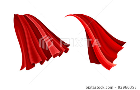 Red flying capes set. Silk carnival cloak, costume for superhero or vampire cartoon vector illustration 92966355