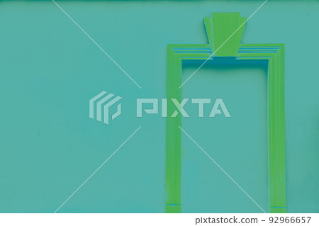 False window in a plastered wall, altered color scheme, architectural background in pastel colors. False window in a plastered wall, altered color scheme, architectural background in pastel colors. 92966657