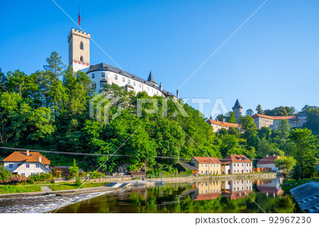 Rozmberk Castle above Vltava River Rozmberk Castle above Vltava River 92967230