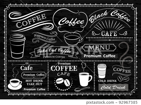 我用黑板的形像畫了咖啡館的手繪材料。 92967385
