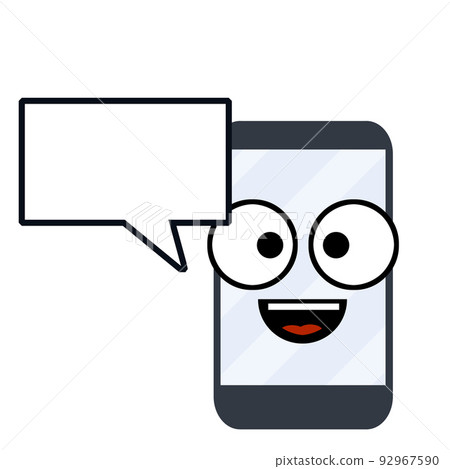 Cheerful mobile phone with smile on screen. Fun Gadget for communication 92967590