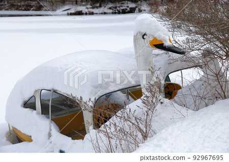 被雪掩埋的天鵝船(長野縣小海町松原湖) 被雪掩埋的天鵝船(長野縣小海町松原湖) 92967695