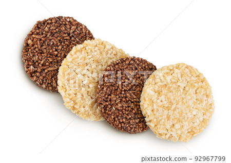 coconut and amaranth cookies with carob isolated on white background with full depth of field. Healthy food. 92967799