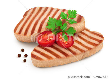 Tuna fish steak grilled isolated on white background with full depth of field 92967818
