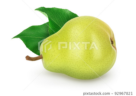 Green pear fruit isolated on white background with full depth of field 92967821
