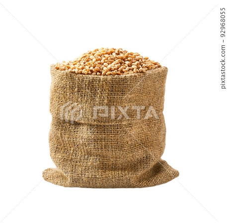 organic wheat in sack isolated on white background. 92968055