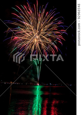 Lake fireworks at summer festival Lake fireworks at summer festival 92968548