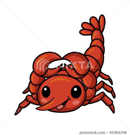 Cute little lobster cartoon character	 92969396