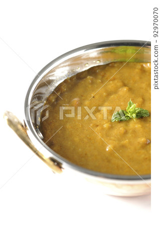 Keema curry using mutton is photographed against a white background Keema curry using mutton is photographed against a white background 92970070