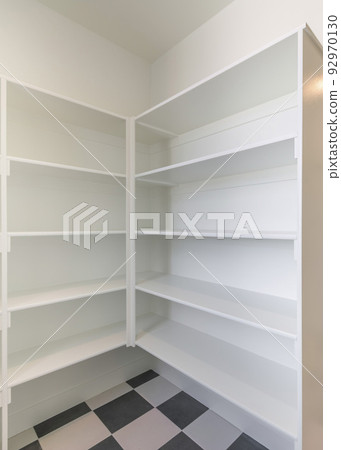 Vertical Kitchen pantry interior with built in shelves cabinet Vertical Kitchen pantry interior with built in shelves cabinet 92970130