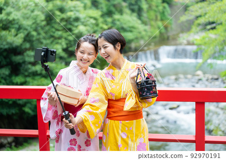 Hot spring trip, smartphone, yukata Hot spring trip, smartphone, yukata 92970191