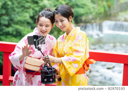 Hot spring trip, smartphone, yukata Hot spring trip, smartphone, yukata 92970193