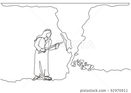 Person worker digging and mining for gold Vector Image