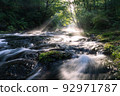 Kikuchi Gorge in the morning with rays of light 92971787