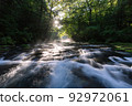 Kikuchi Gorge in the morning with rays of light 92972061