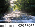 Kikuchi Gorge in the morning with rays of light 92972067