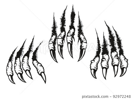 Dragon claw marks scratches, monster or wild beast animal torn cracks. Wolf monster or werewolf and dragon claw or paw isolated vector scratches with sharp fissures and damaged breaks Dragon claw marks scratches, monster or wild beast animal torn cracks. Wolf monster or werewolf and dragon claw or paw isolated vector scratches with sharp fissures and damaged breaks 92972248