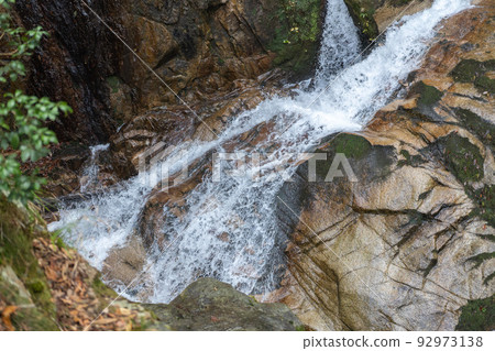 Landscape of a waterfall in the mountains Landscape of a waterfall in the mountains 92973138