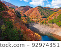 Nikko recommended scenic spot in autumn You can see the city sinking into the dam lake under Tenguiwa Ohashi Bridge 92974351