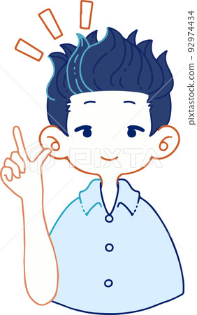 一個男孩提出一個想法的插圖 92974434