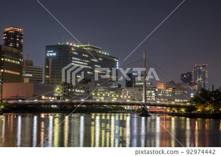 Scenery of Temmabashi and Kawasaki Bridge at night 92974442
