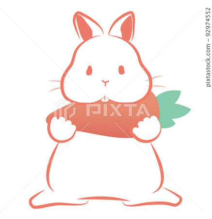 New Year's card material Rabbit standing in the way while eating a carrot Handwritten New Year's card material Rabbit standing in the way while eating a carrot Handwritten 92974552