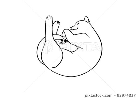 Lying cat black sketch. Playful cat in doodle style. Vector illustration Lying cat black sketch. Playful cat in doodle style. Vector illustration 92974837