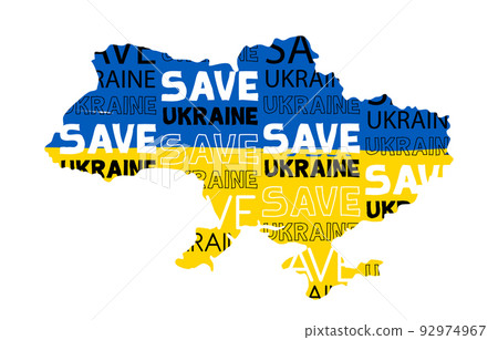 stop the war with Ukraine flat map on white background, save Ukraine from Russia. vector design stop the war with Ukraine flat map on white background, save Ukraine from Russia. vector design 92974967