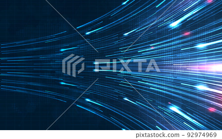 Blue light streak, fiber optic, speed line, futuristic background for 5g or 6g technology wireless data transmission, high-speed internet in abstract. internet network concept. vector design 92974969