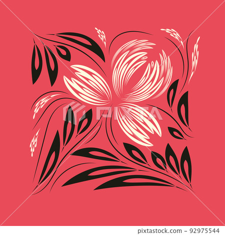 Folk flowers floral art print Flowers abstract art 92975544