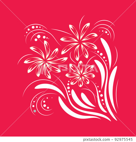 Folk flowers floral art print Flowers abstract art 92975545
