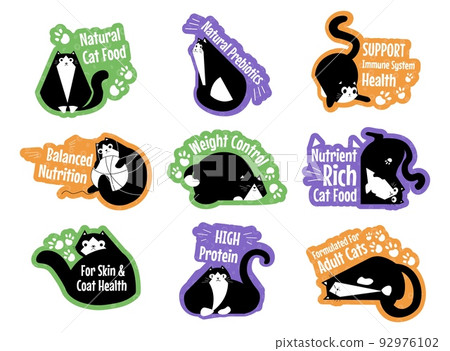Natural cat food sticker set, tag design 92976102