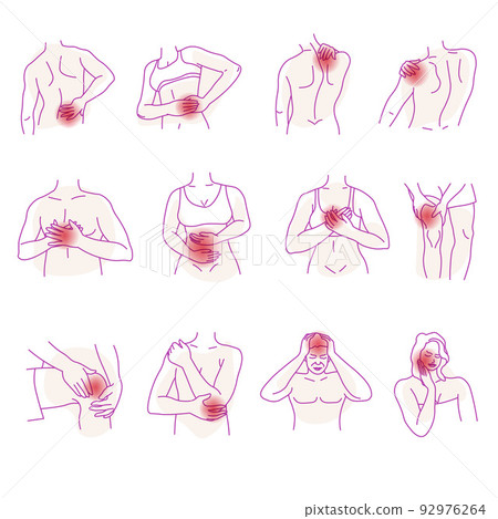 Pain and aches, headache and toothache vector Pain and aches, headache and toothache vector 92976264